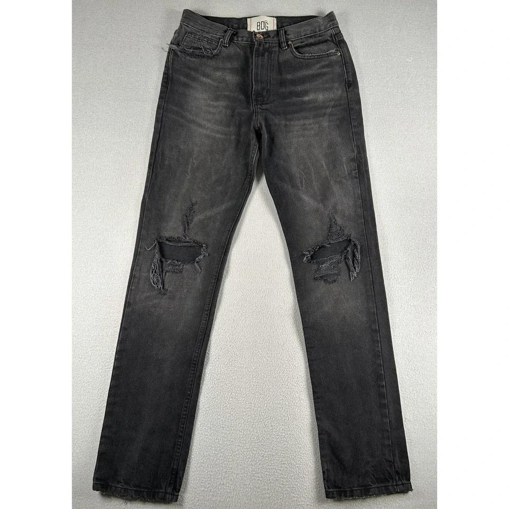 BDG Mens Sneaker Stack Fit Black Jeans Distressed Ripped Knee Size 30X33